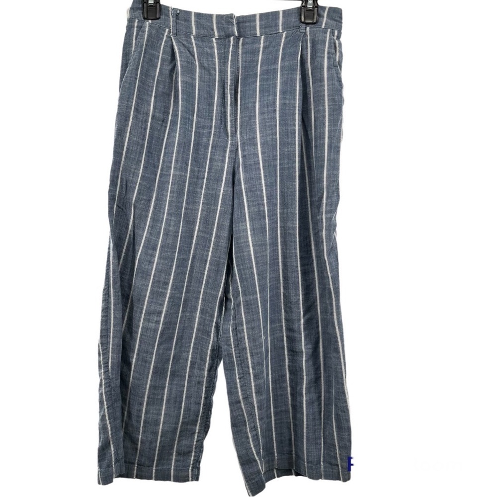 Universal Thread Pants White Stripes Chambray Cropped Wide Legs
